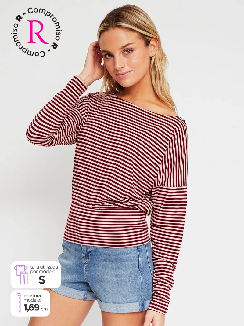 POLERA MUJER INDEX MANGA LARGA ASIMÉTRICA