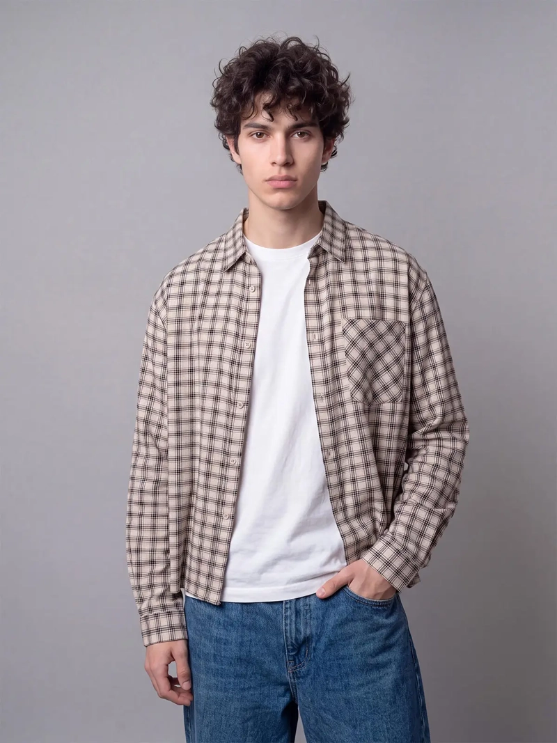CAMISA HOMBRE INDEX MANGA LARGA CUADROS