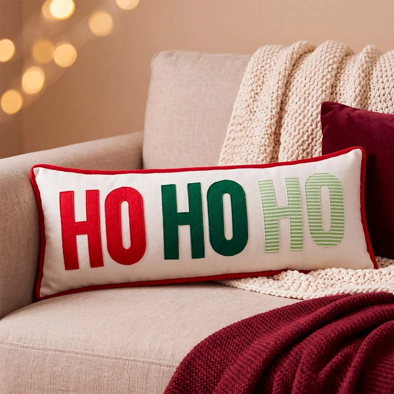 COJÍN RIPLEY HOME NAVIDAD HO HO HO 30X50 CM ROJO - 1