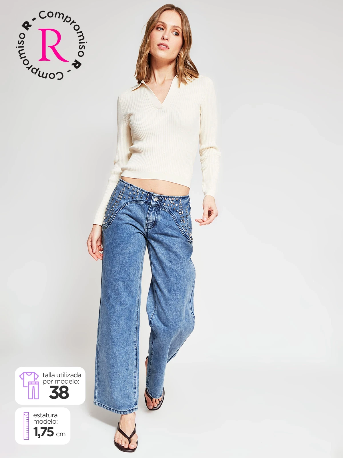 JEANS MUJER BARBADOS ALGODÓN TACHAS - 1