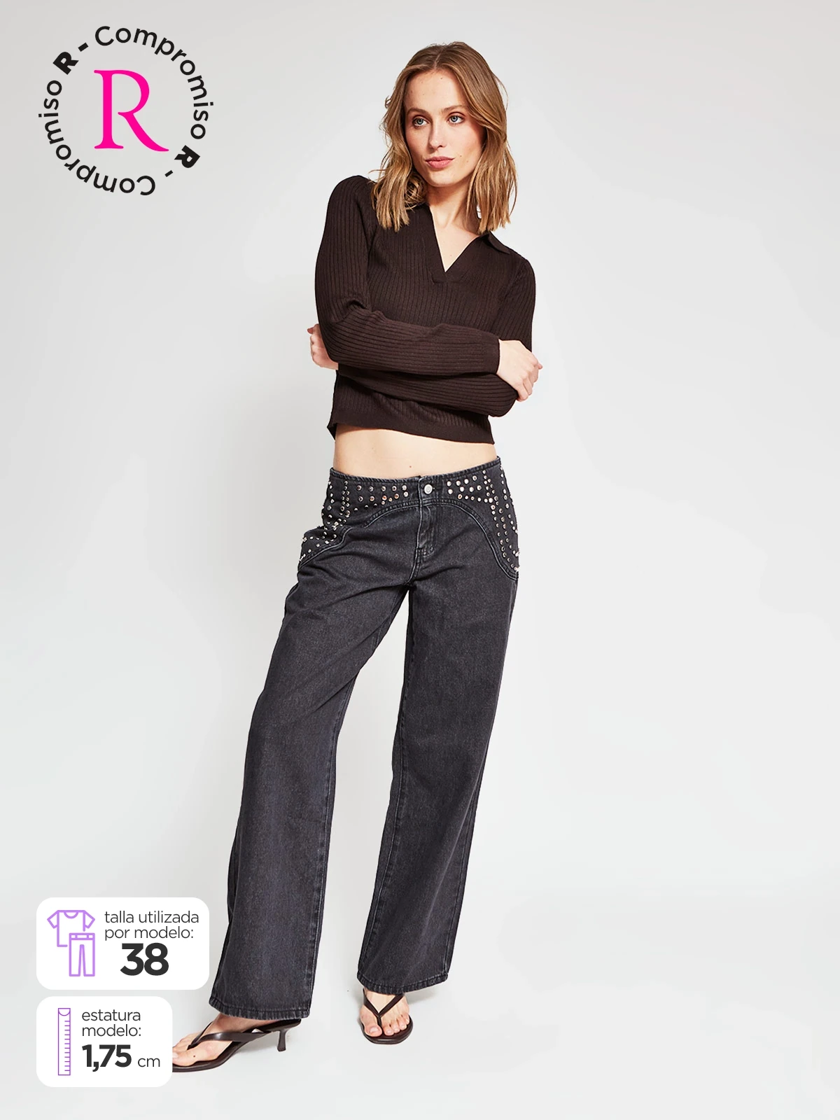 JEANS MUJER BARBADOS ALGODÓN TACHAS - 1