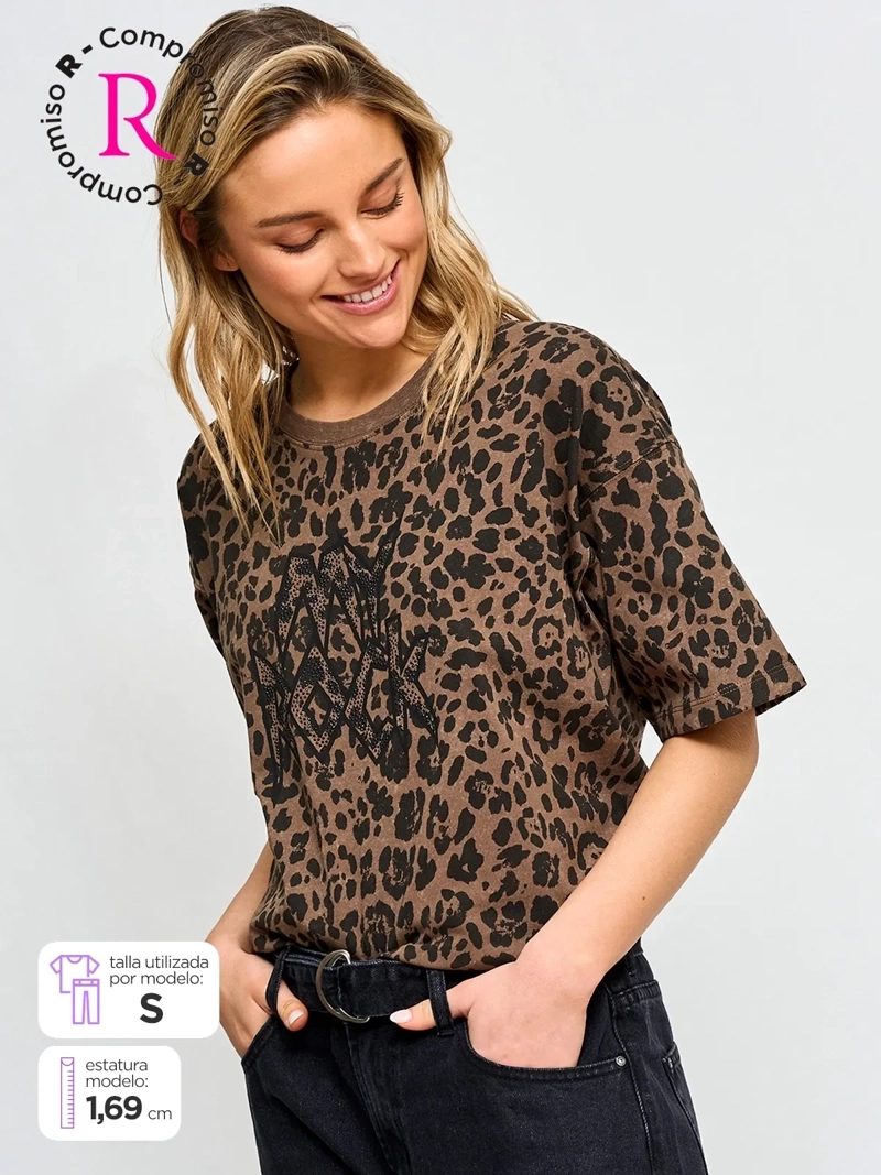 POLERA MUJER BARBADOS ALGODÓN MANGA CORTA PRINT - 1