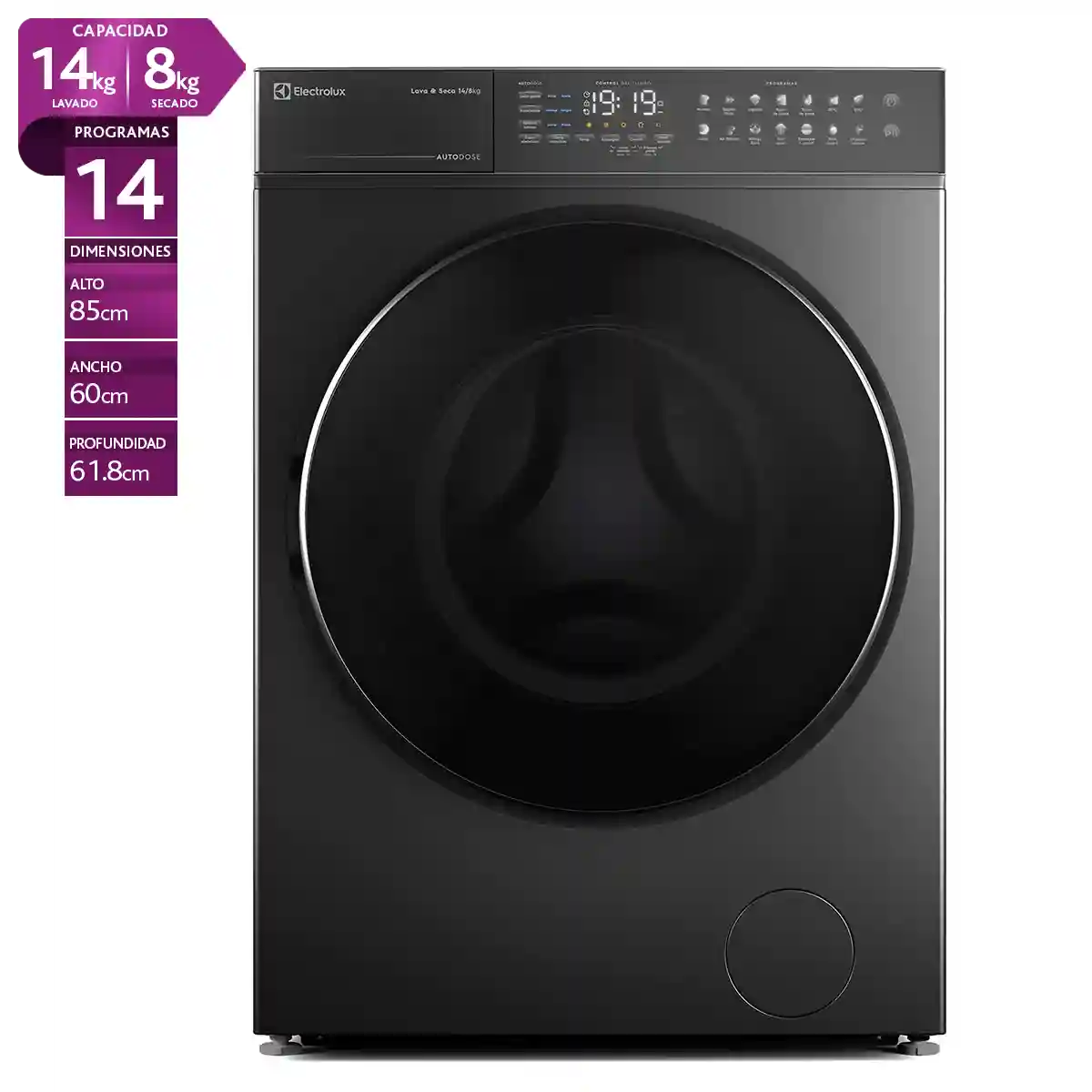 LAVADORA SECADORA ELECTROLUX FLWD12AU 14KG 8KG GRAFITO - 1