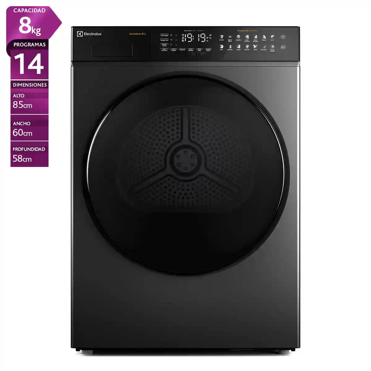 SECADORA DE ROPA BOMBA DE CALOR ELECTROLUX ETDHP8SZ 8KG GRAFITO
