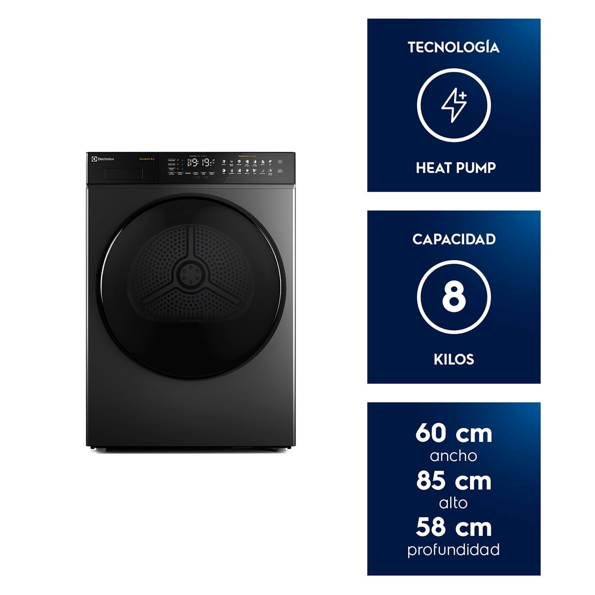 SECADORA DE ROPA BOMBA DE CALOR ELECTROLUX ETDHP8SZ 8KG GRAFITO - 9
