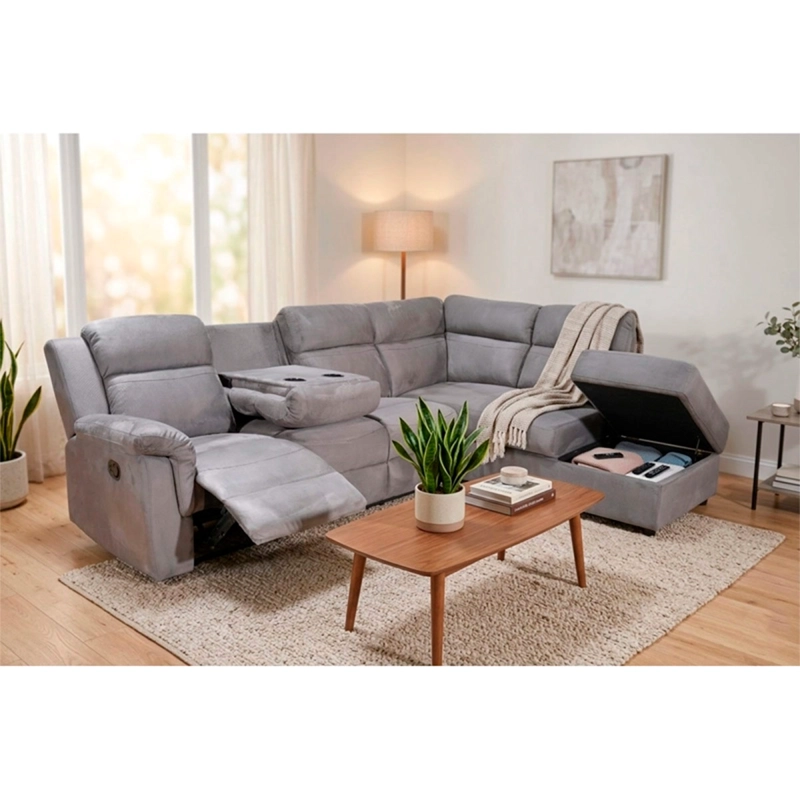 SOFÁ SECCIONAL DERECHO RIPLEY HOME RECLINABLE MOON 5 CUERPOS GRAFITO - 1