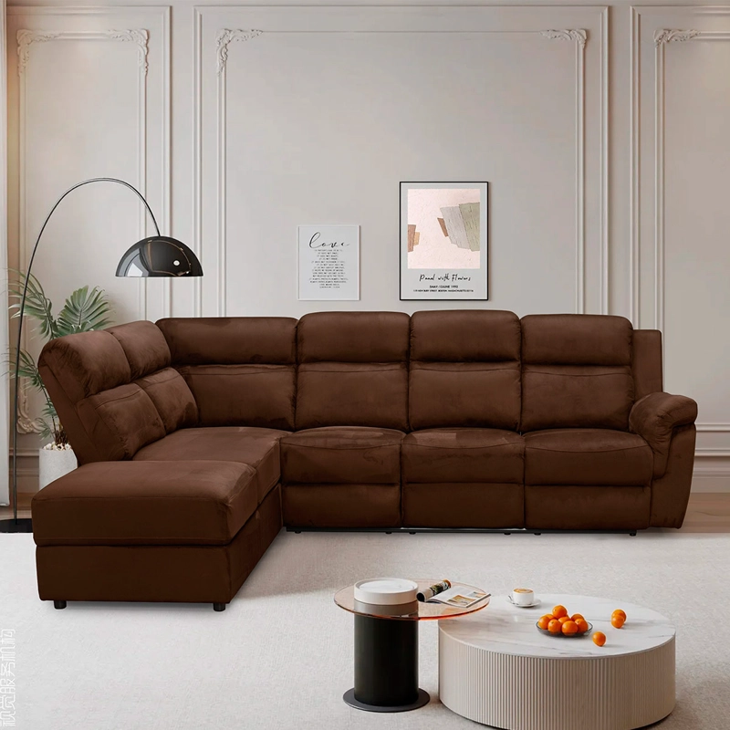 SOFÁ SECCIONAL IZQUIERDO RIPLEY HOME RECLINABLE MOON 5 CUERPOS CHOCOLATE - 1