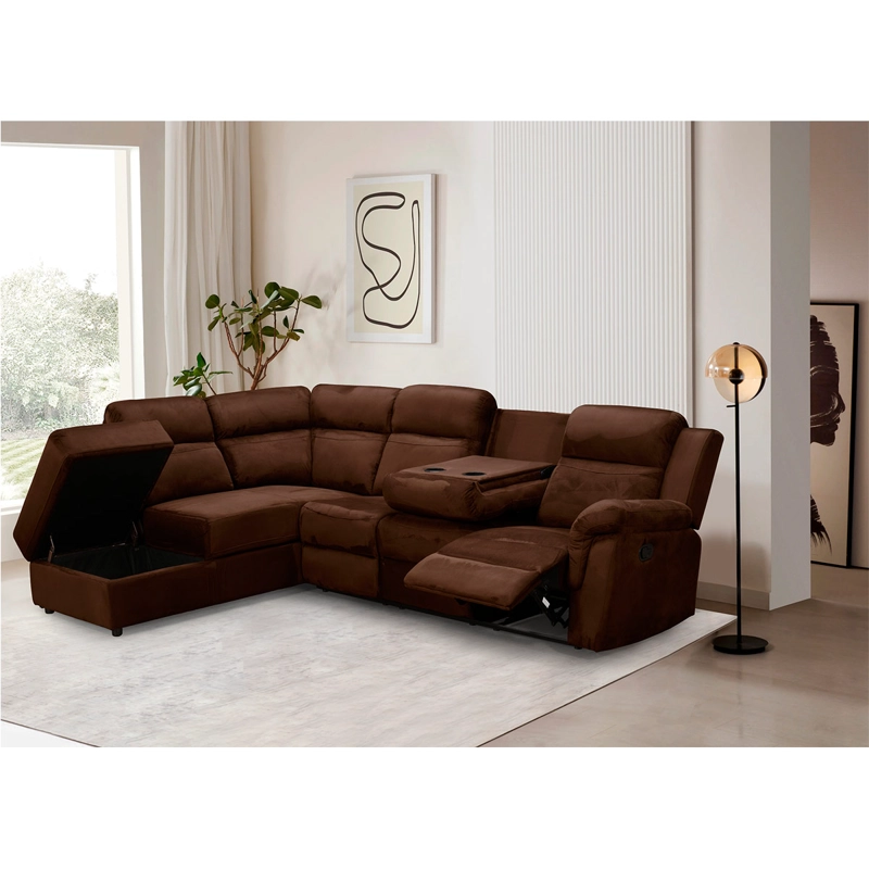 SOFÁ SECCIONAL IZQUIERDO RIPLEY HOME RECLINABLE MOON 5 CUERPOS CHOCOLATE - 2