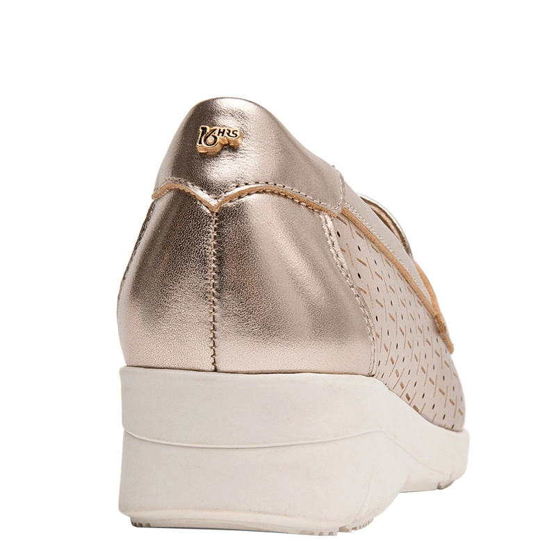MOCASINES MUJER  16 HRS DORADO 16M0403 CUERO - 5