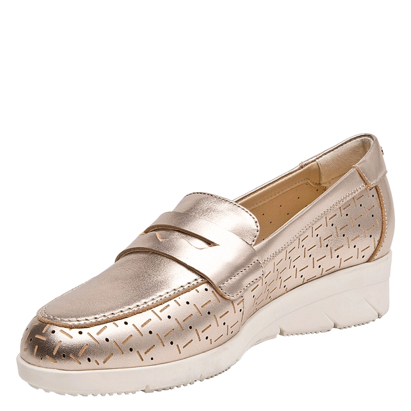 MOCASINES MUJER  16 HRS DORADO 16M0403 CUERO - 3