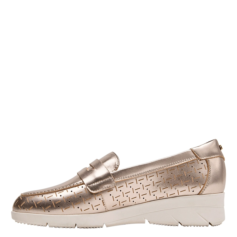 MOCASINES MUJER  16 HRS DORADO 16M0403 CUERO - 4
