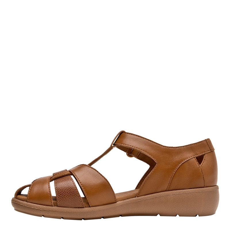 SANDALIAS MUJER 16 HRS CAMEL 16M0408 CUERO - 2