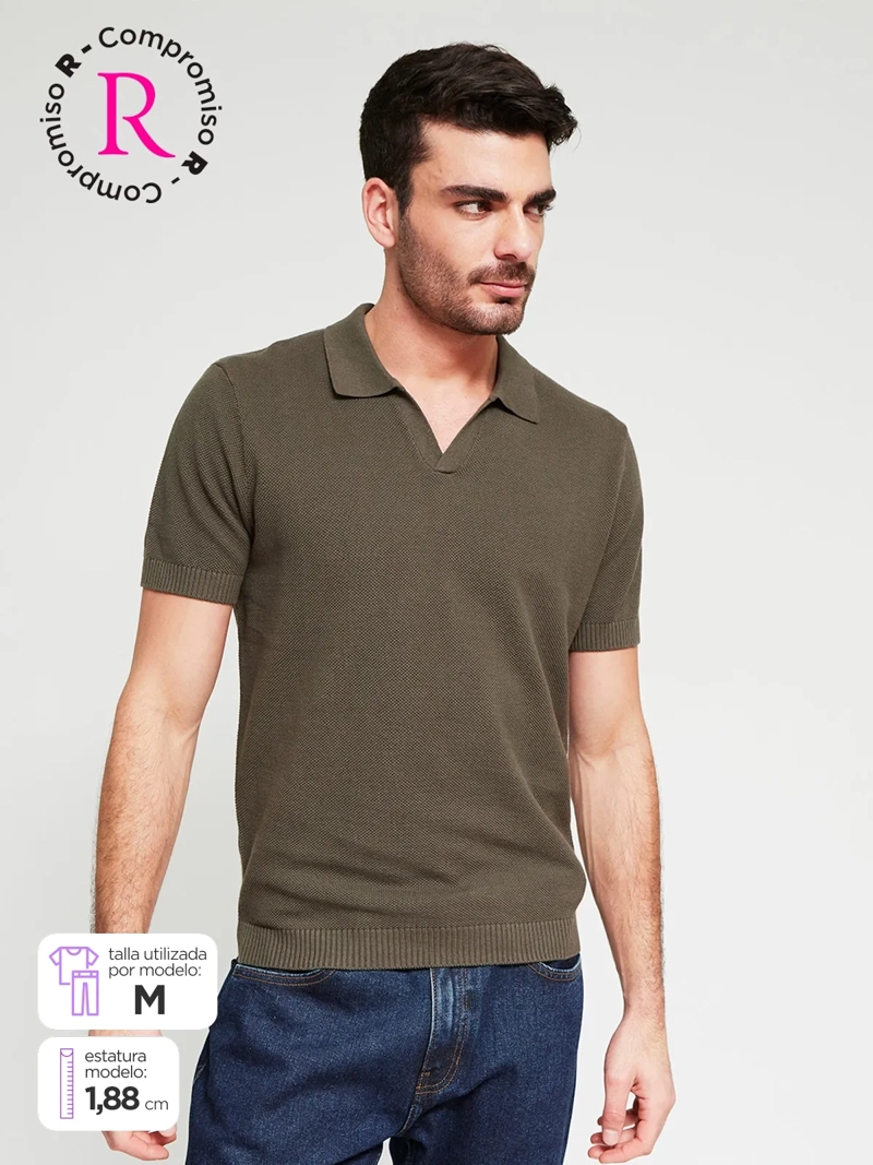 POLERA HOMBRE MARQUIS ALGODÓN CUELLO POLO MANGA CORTA TEJIDA - 1
