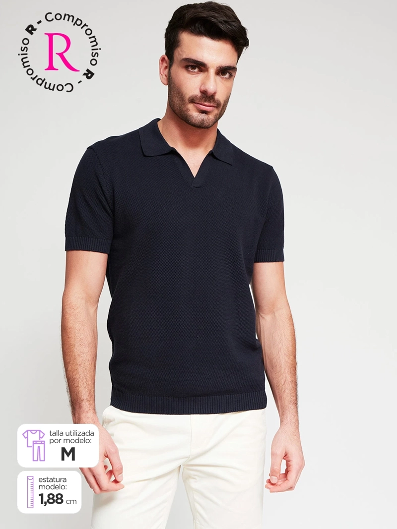 POLERA HOMBRE MARQUIS ALGODÓN CUELLO POLO MANGA CORTA TEJIDA