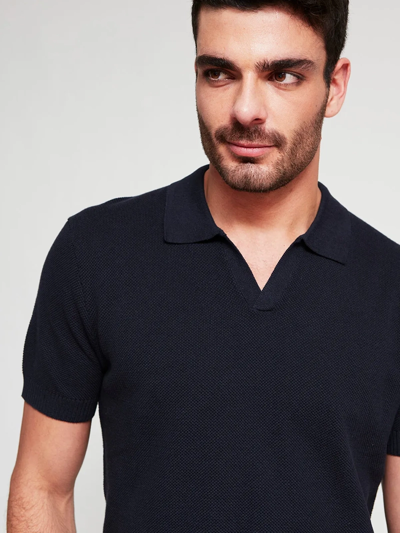 POLERA HOMBRE MARQUIS ALGODÓN CUELLO POLO MANGA CORTA TEJIDA - 3