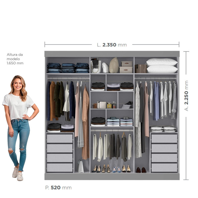 CLOSET DI PORETTI DESIGN AMBAR 3P 8C GRIS - 5