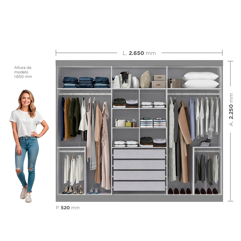 CLOSET DI PORETTI DESIGN TITANIUM 6P 4C GRIS - 4