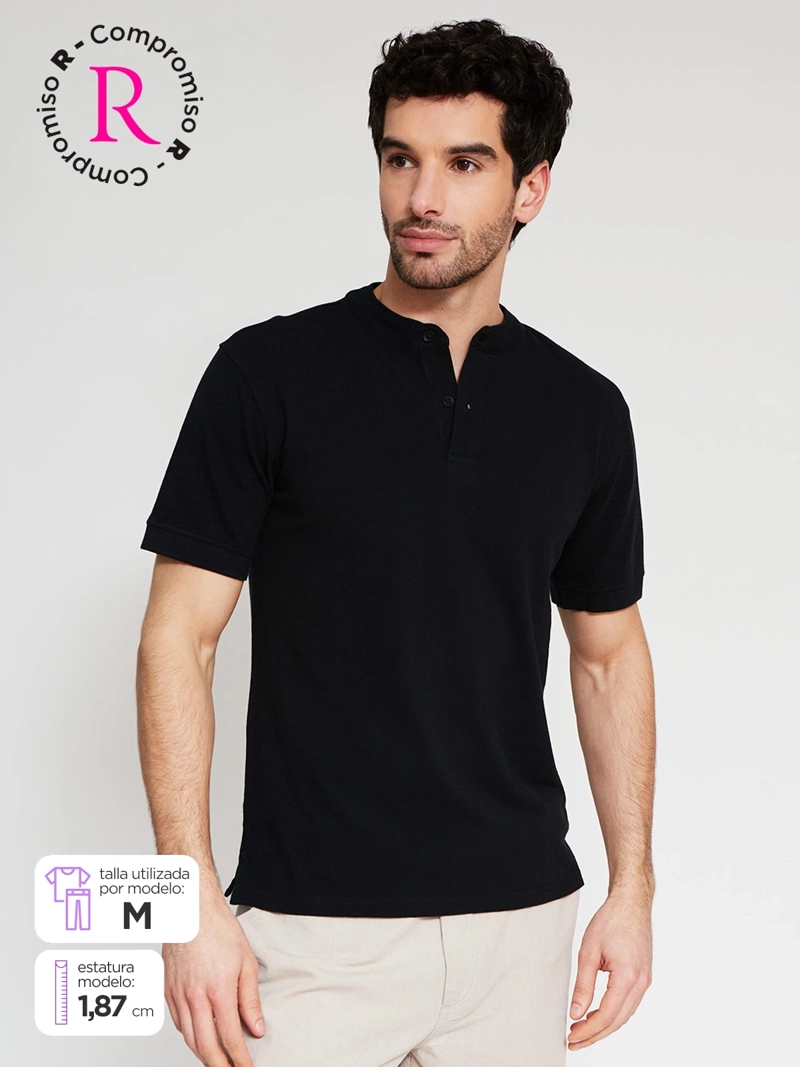 POLERA HOMBRE MARQUIS ALGODÓN CUELLO MAO MANGA CORTA
