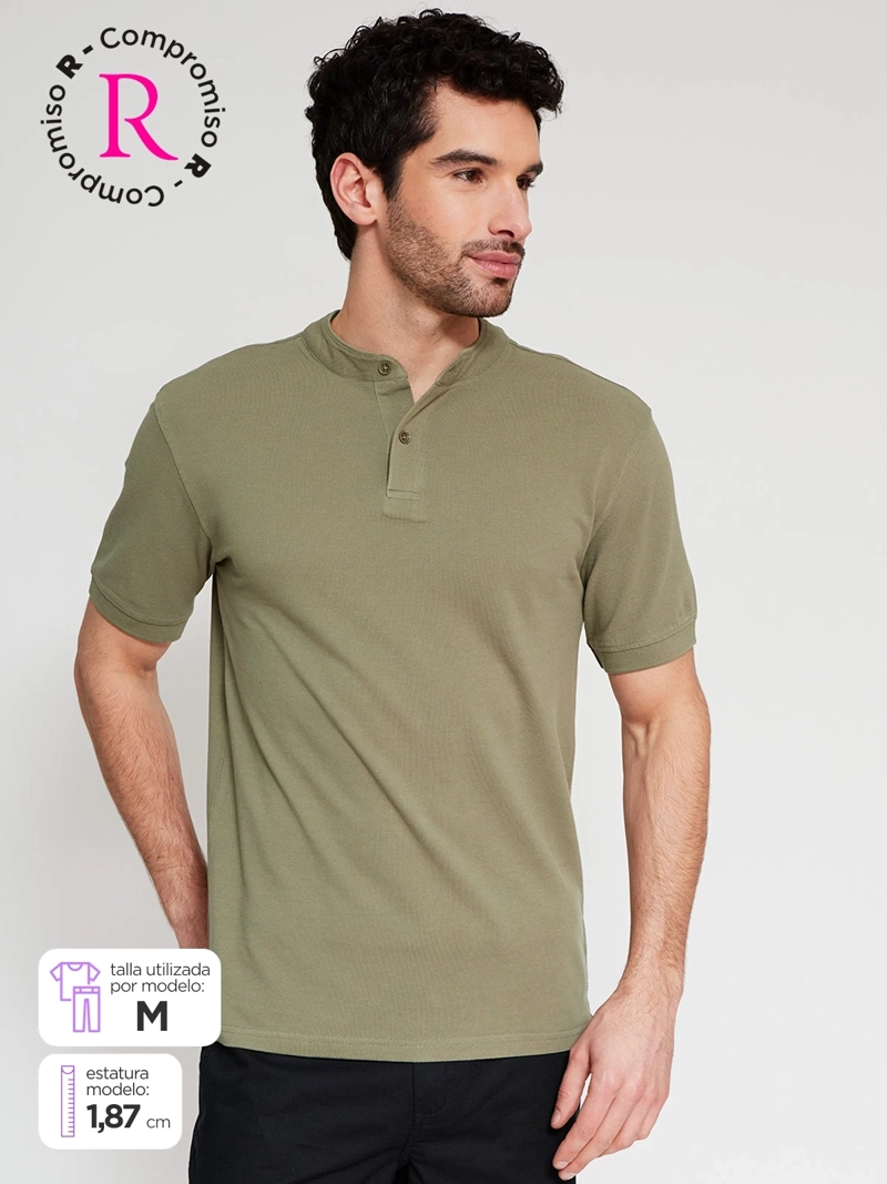 POLERA HOMBRE MARQUIS ALGODÓN CUELLO MAO MANGA CORTA - 1