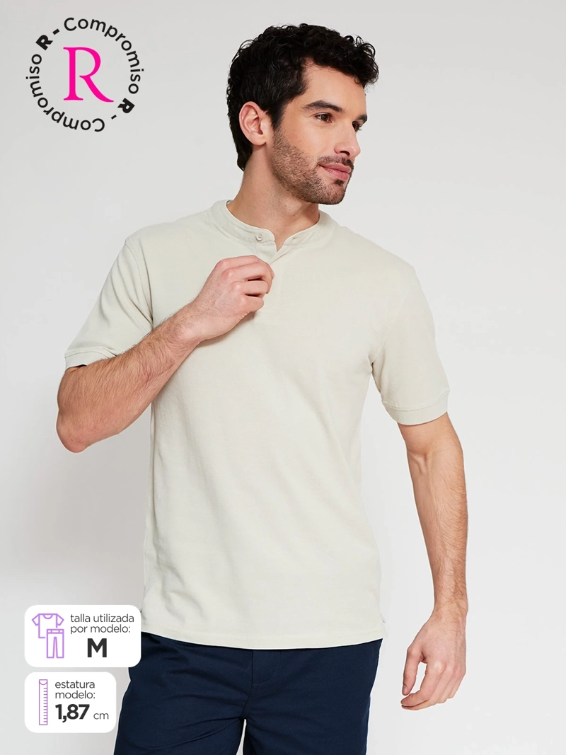 POLERA HOMBRE MARQUIS ALGODÓN CUELLO MAO MANGA CORTA - 1