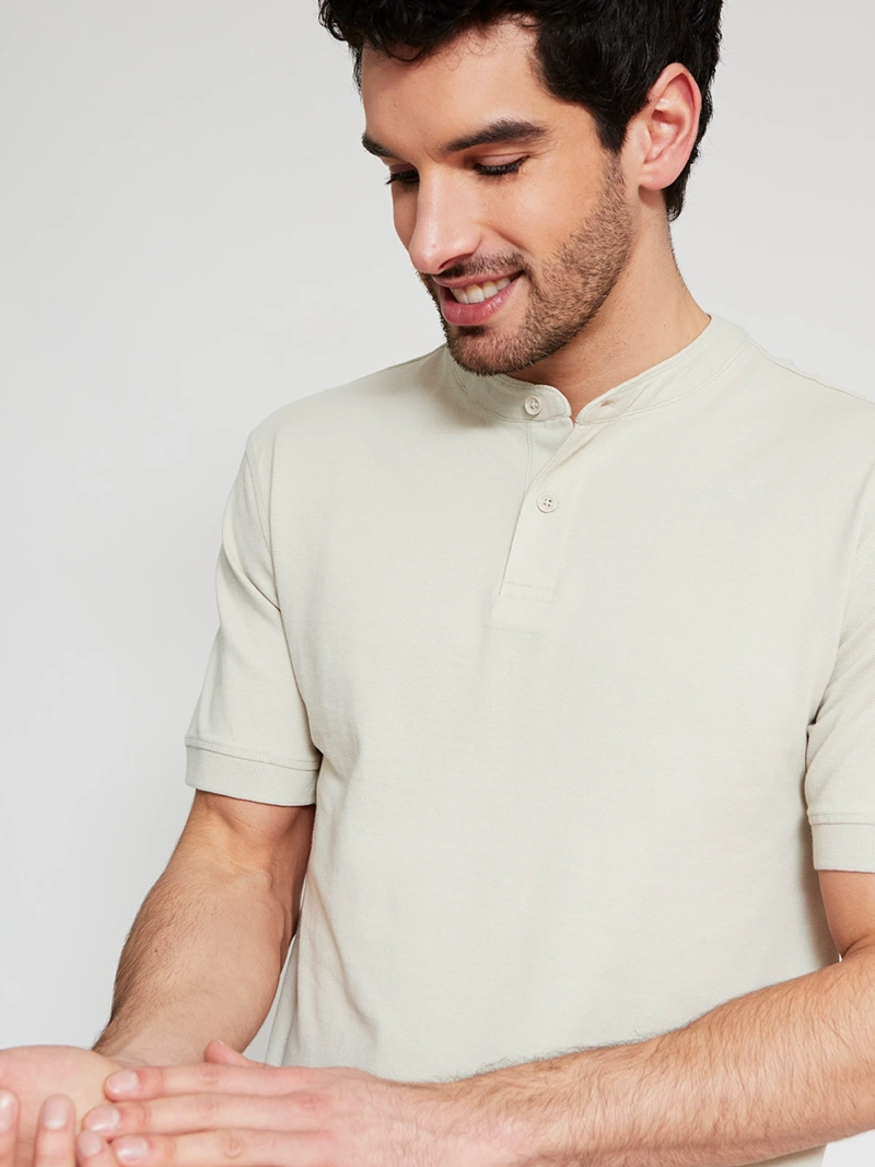 POLERA HOMBRE MARQUIS ALGODÓN CUELLO MAO MANGA CORTA - 3