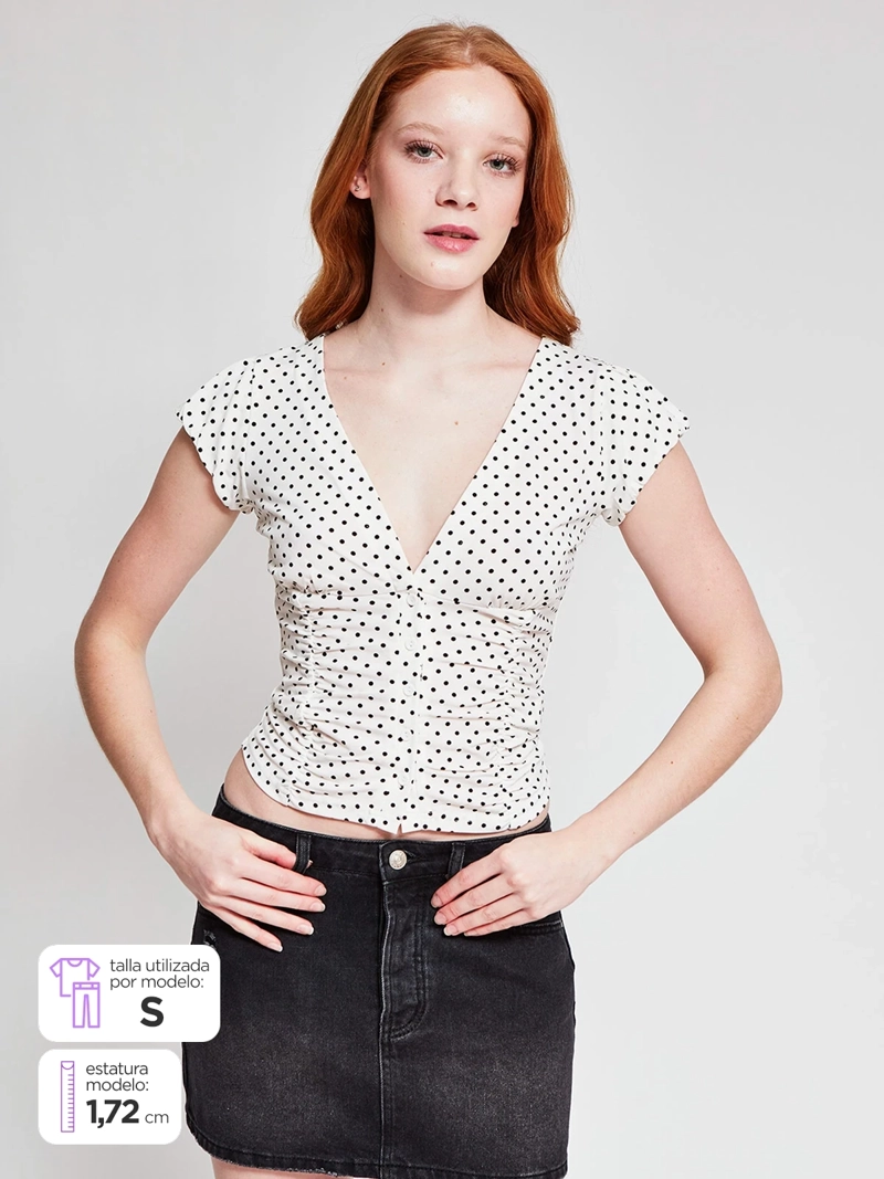 POLERA MUJER INDEX MANGA CORTA LUNARES - 1