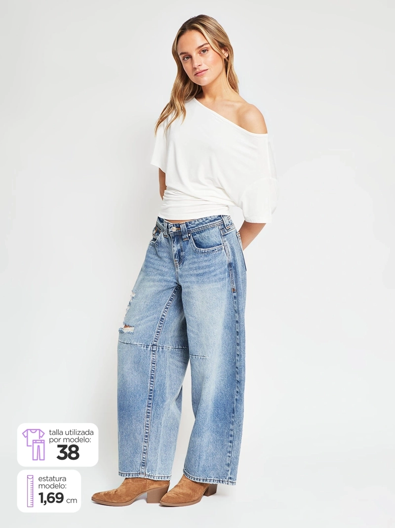 JEANS MUJER INDEX ALGODÓN BALLOON - 1