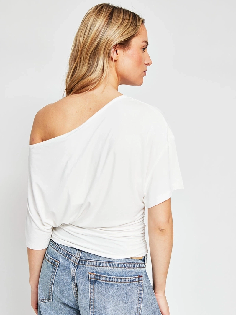 POLERA MUJER INDEX MANGA CORTA ASIMÉTRICA RAYAS - 2