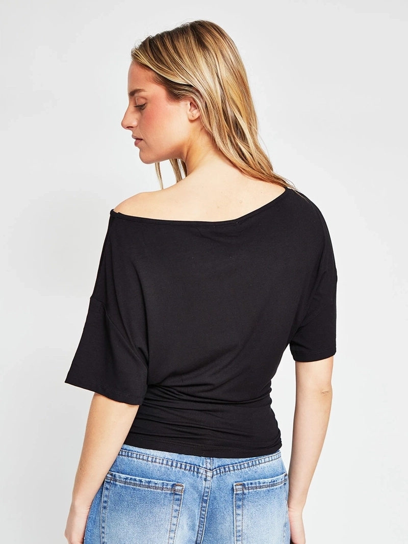 POLERA MUJER INDEX MANGA CORTA ASIMÉTRICA RAYAS - 2