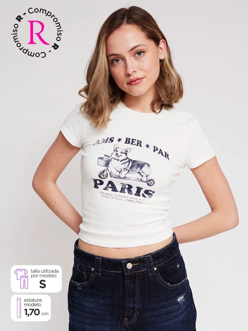 POLERA MUJER INDEX ALGODÓN MANGA CORTA