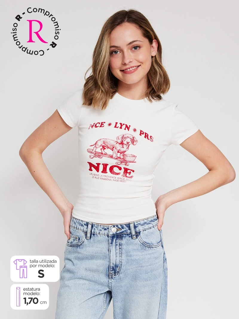 POLERA MUJER INDEX ALGODÓN MANGA CORTA