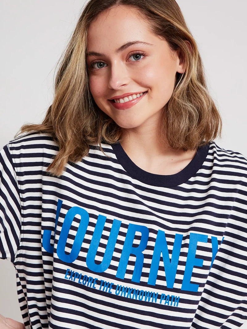 POLERA MUJER INDEX ALGODÓN MANGA CORTA RAYAS - 4