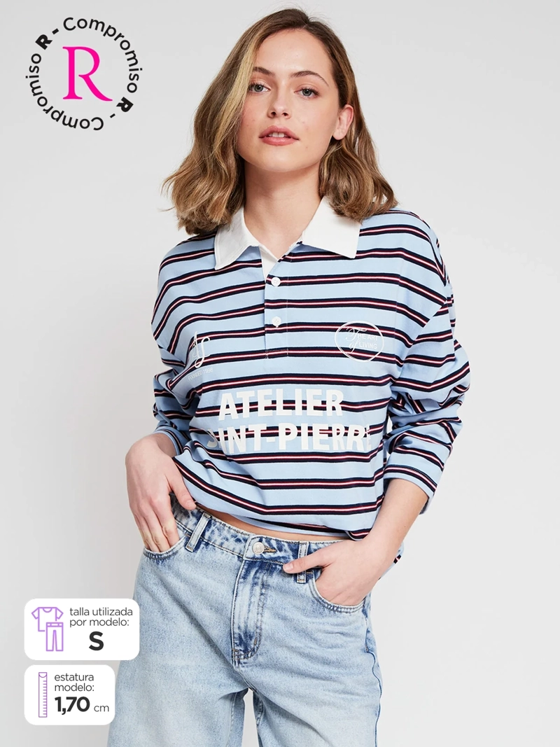 POLERA MUJER INDEX ALGODÓN MANGA LARGA RAYAS - 2