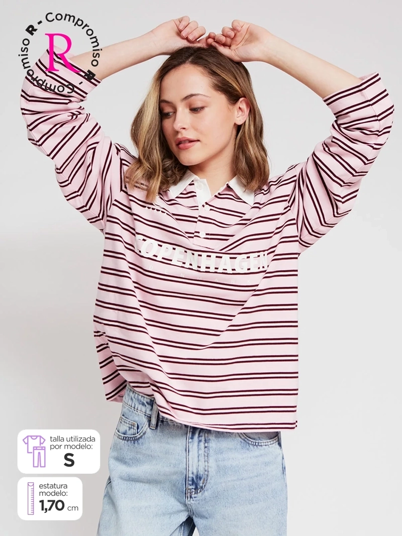 POLERA MUJER INDEX ALGODÓN MANGA LARGA RAYAS