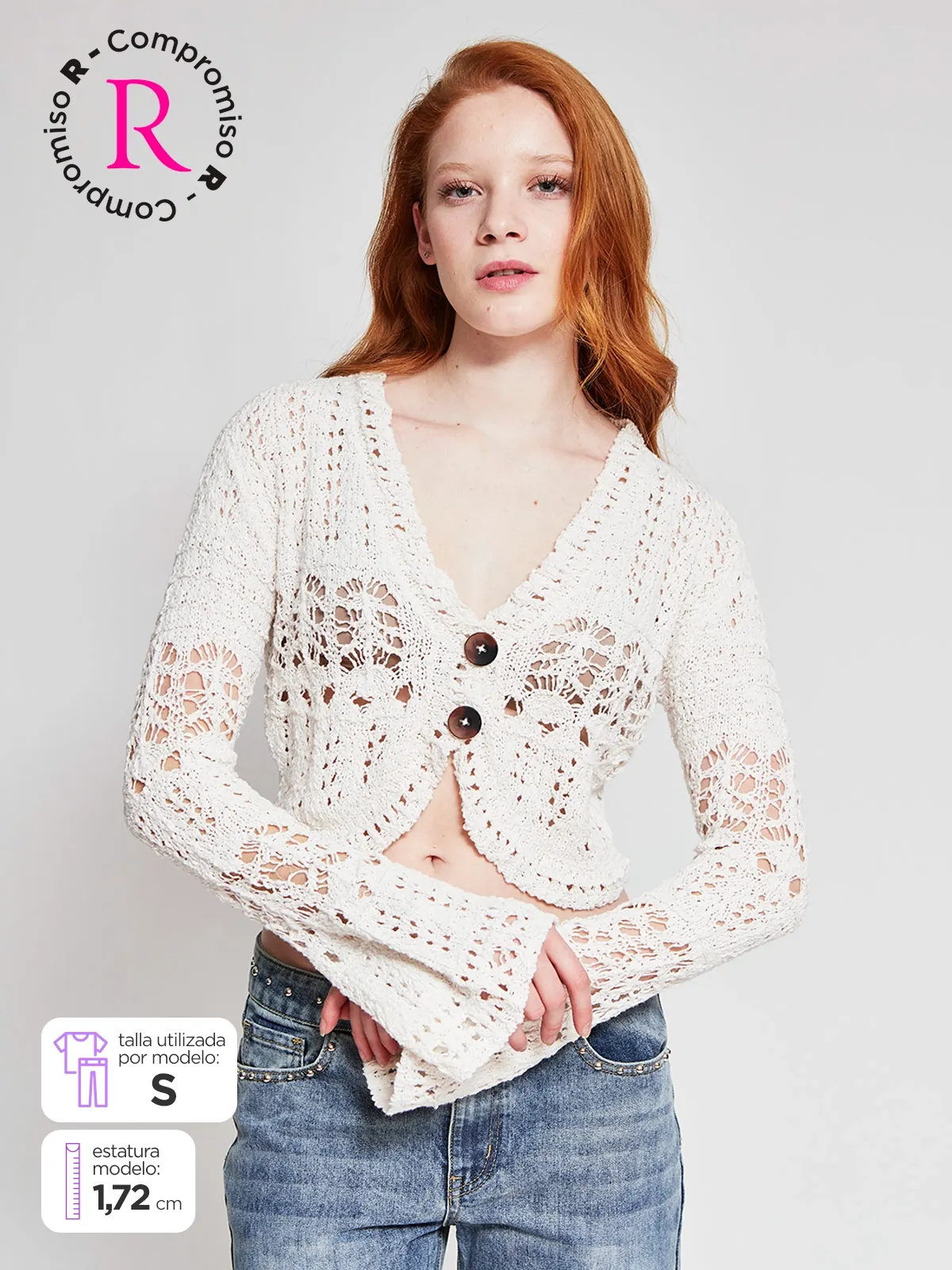 SWEATER MUJER INDEX ALGODÓN MANGA LARGA CALADO - 1