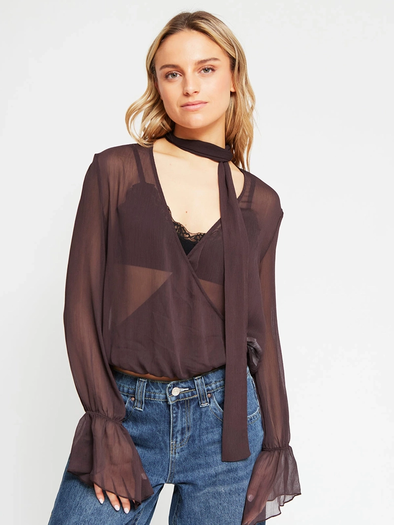 BLUSA MUJER INDEX MANGA LARGA CRUZADA PAÑUELO - 2