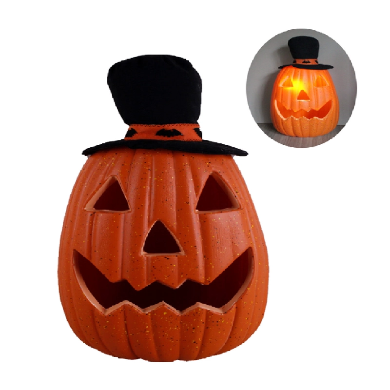 ADORNO HALLOWEEN RIPLEY HOME CALABAZA CON GORRO Y LUZ 51 CM - 1
