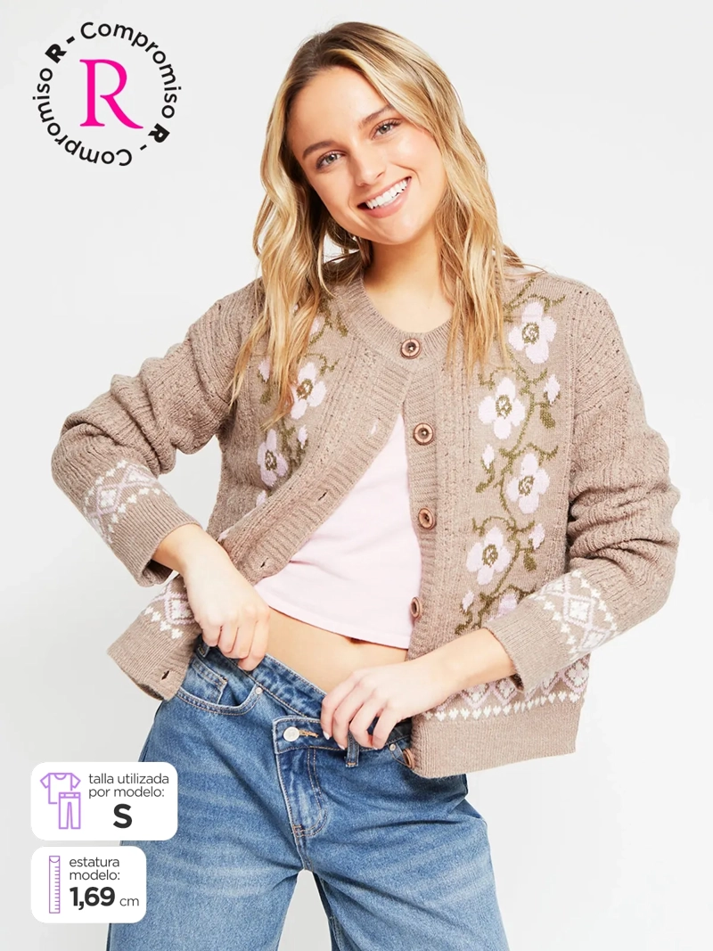 CARDIGAN MUJER INDEX CALADO - 1
