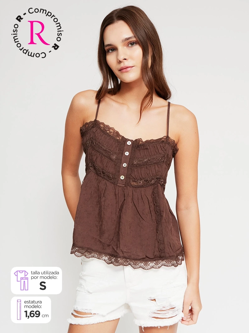 BLUSA MUJER INDEX SIN MANGAS ROMÁNTICA