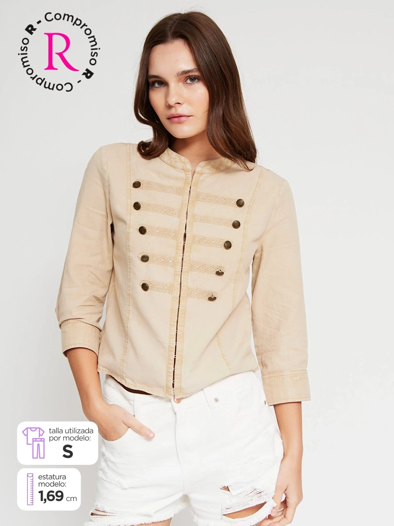 BLUSA MUJER INDEX ALGODÓN MANGA LARGA BOTONES - 1