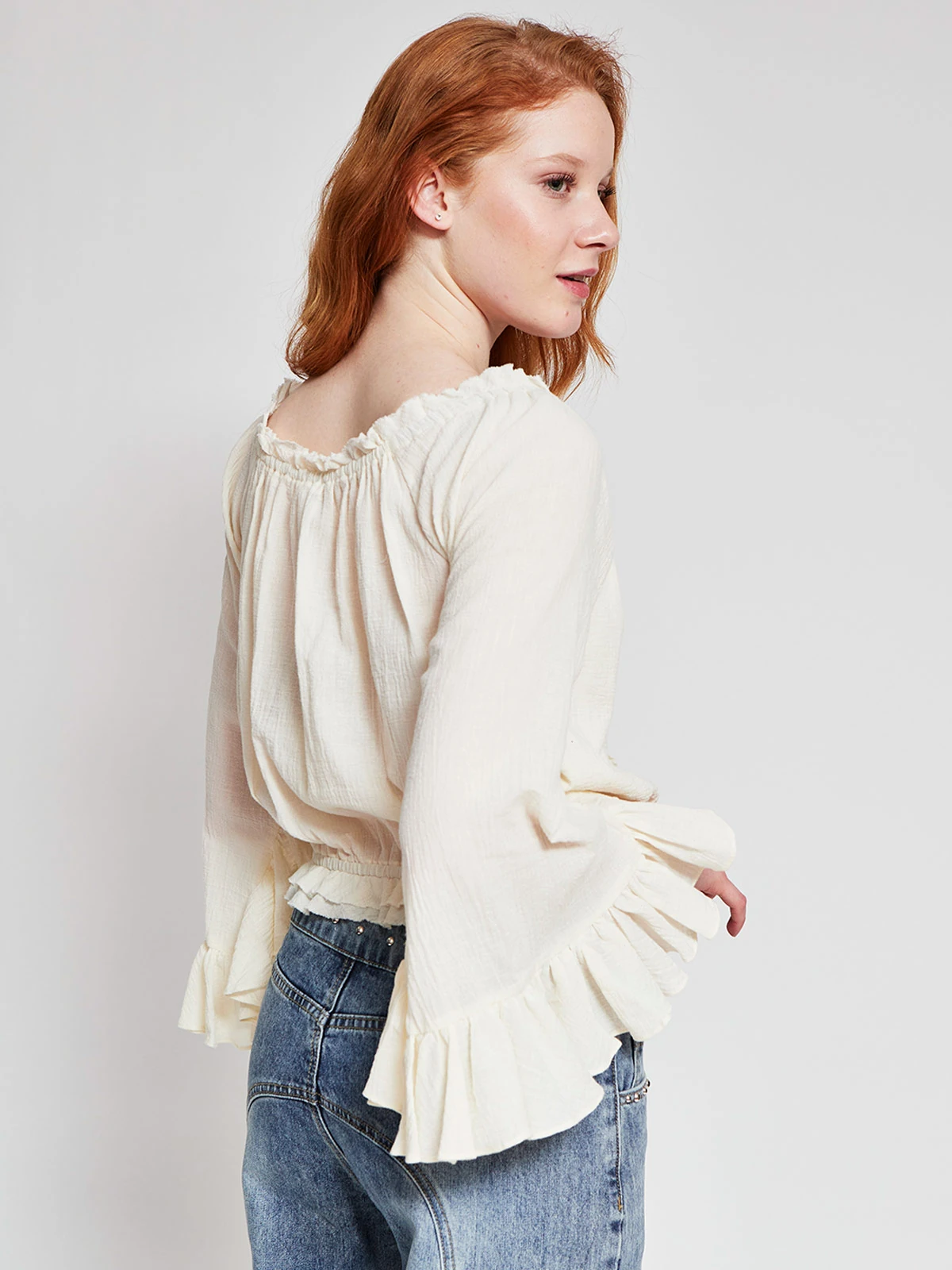 BLUSA MUJER INDEX ALGODÓN MANGA LARGA ROMÁNTICA - 2