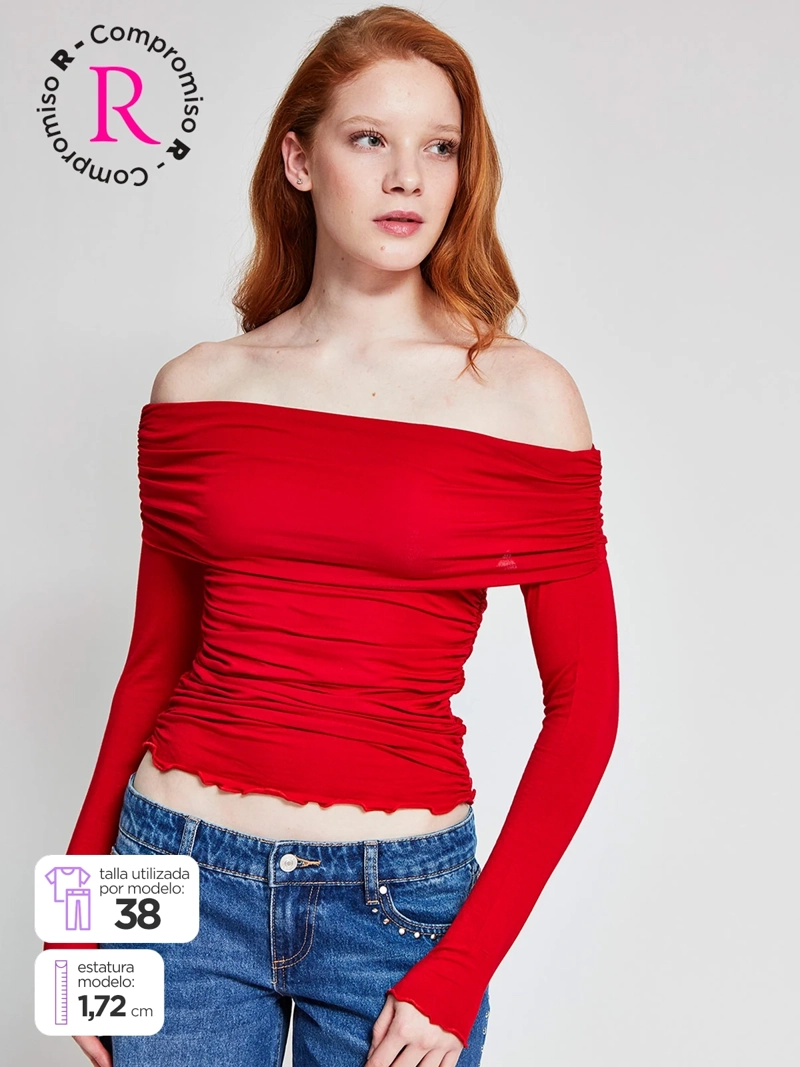 POLERA MUJER INDEX CUELLO ASIMÉTRICO MANGA LARGA - 1