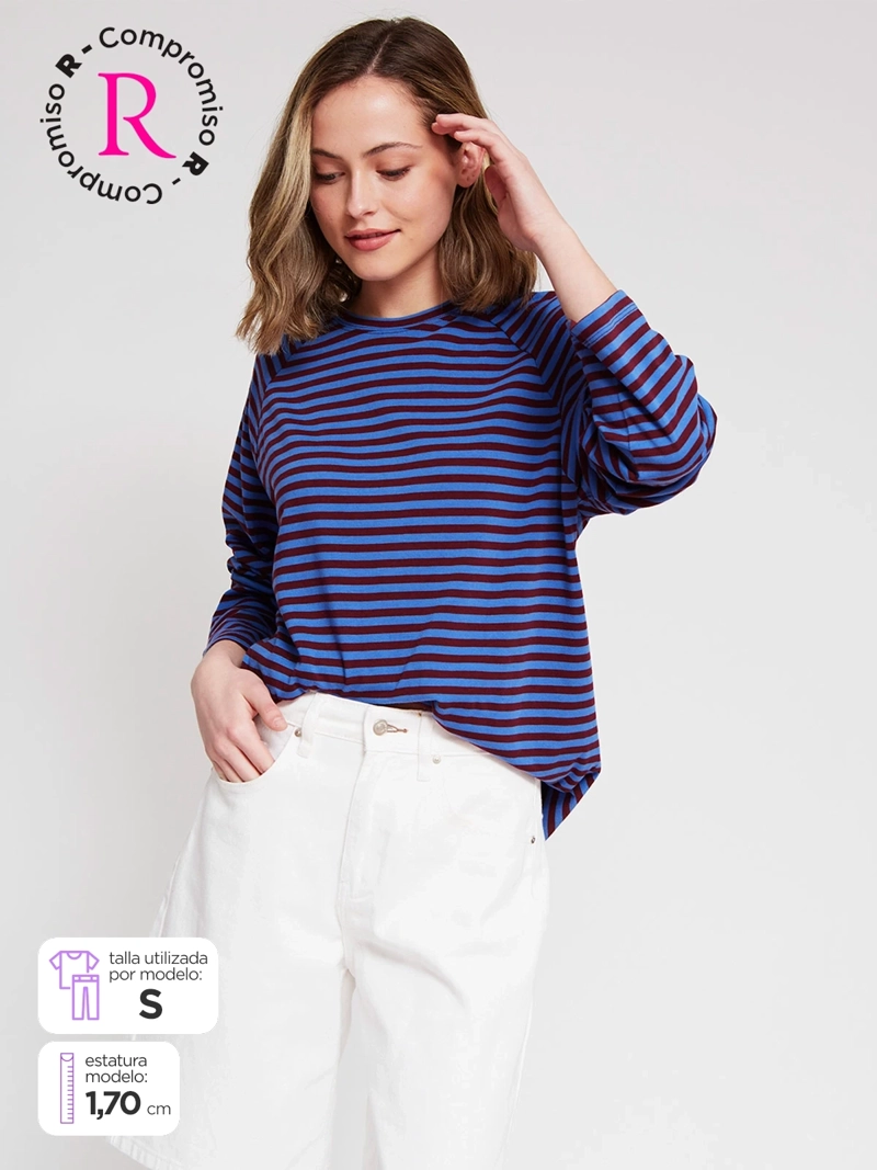 POLERA MUJER INDEX ALGODÓN MANGA LARGA RAYAS