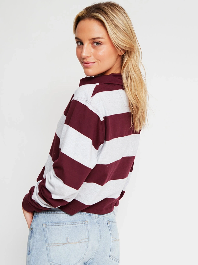 POLERA MUJER INDEX ALGODÓN CUELLO POLO MANGA LARGA RAYAS - 2
