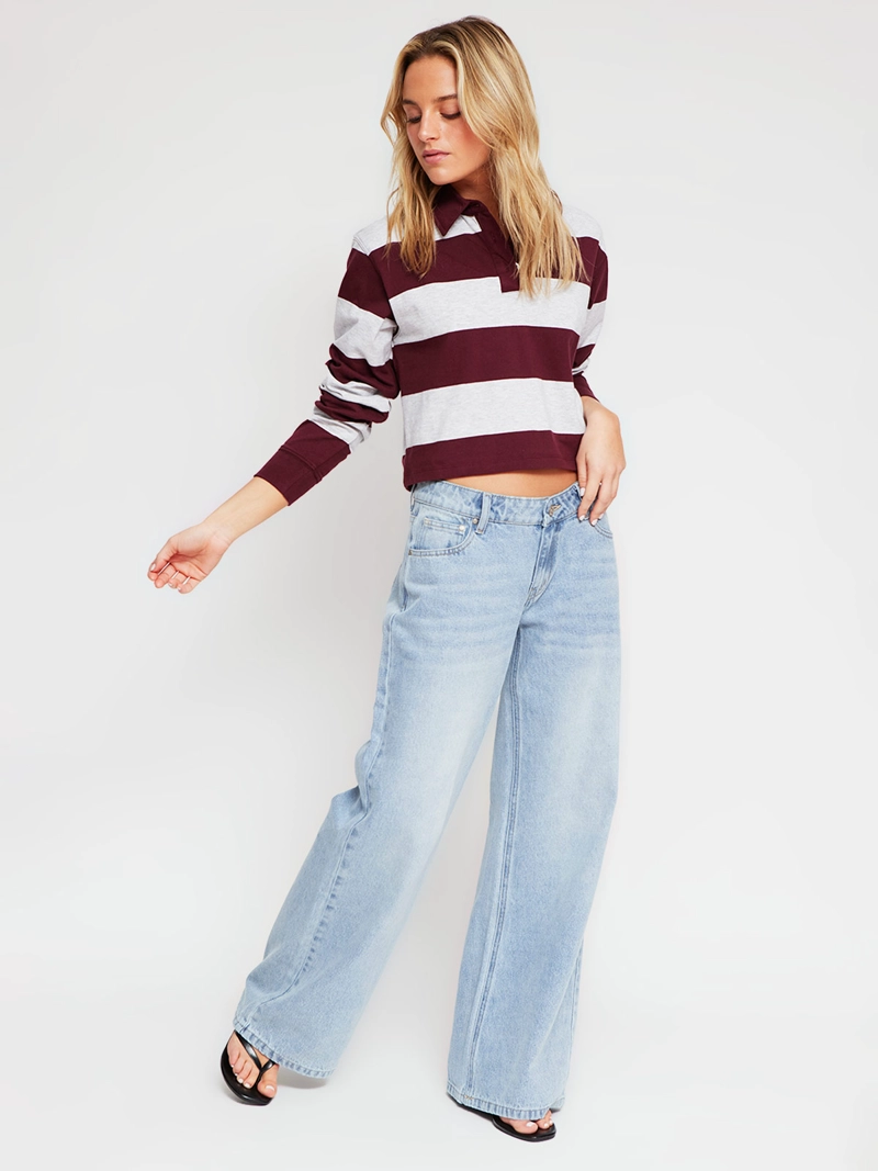 POLERA MUJER INDEX ALGODÓN CUELLO POLO MANGA LARGA RAYAS - 4