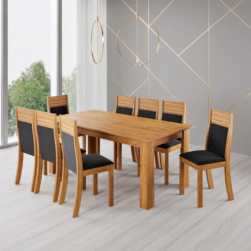 JUEGO DE COMEDOR DI PORETTI DESIGN ANITERE 8 SILLAS CAFÉ CLARO - 1