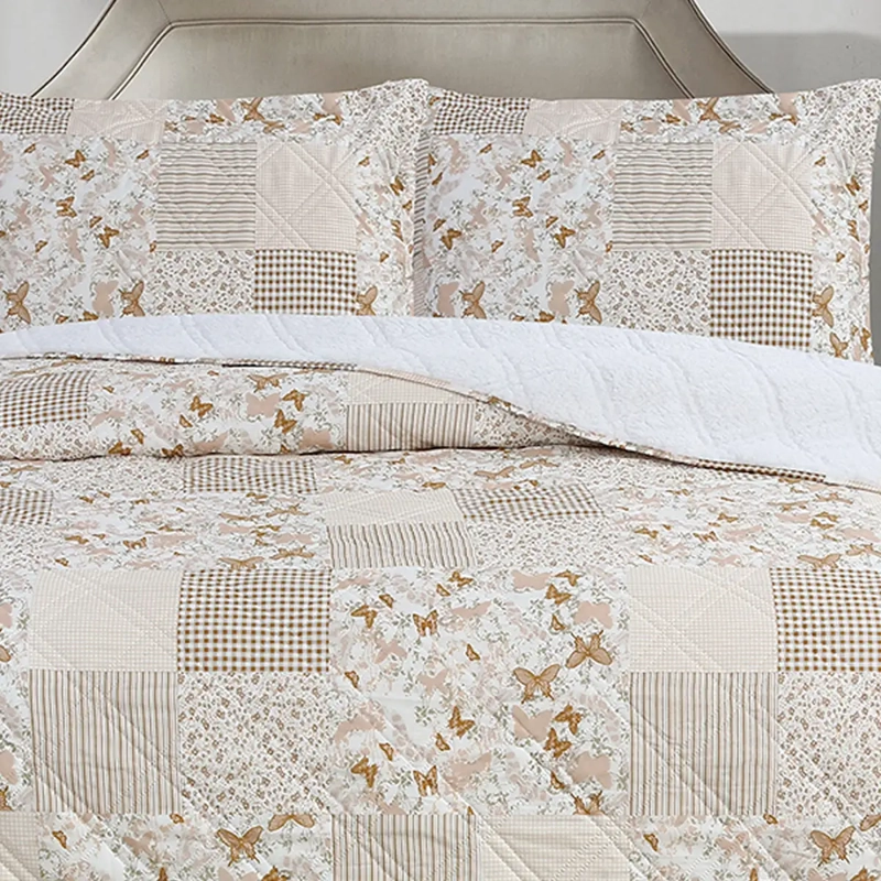QUILT ANDES SHERPA ESTAMPADO PATCH 2 PLAZAS BEIGE - 2
