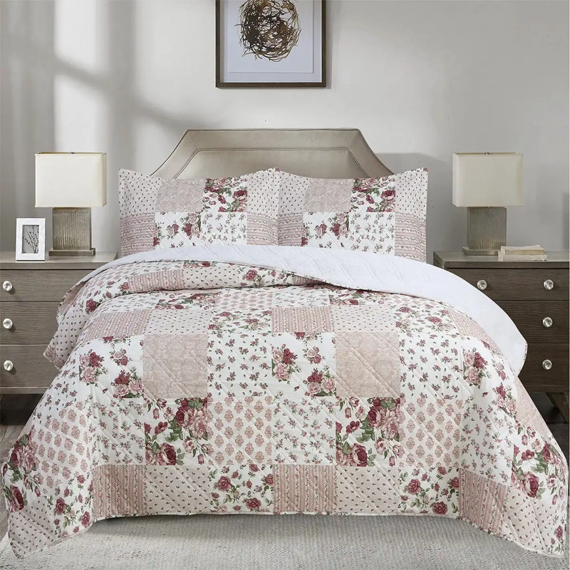 QUILT ANDES SHERPA ESTAMPADO PATCH 1.5 PLAZAS ROSA - 1