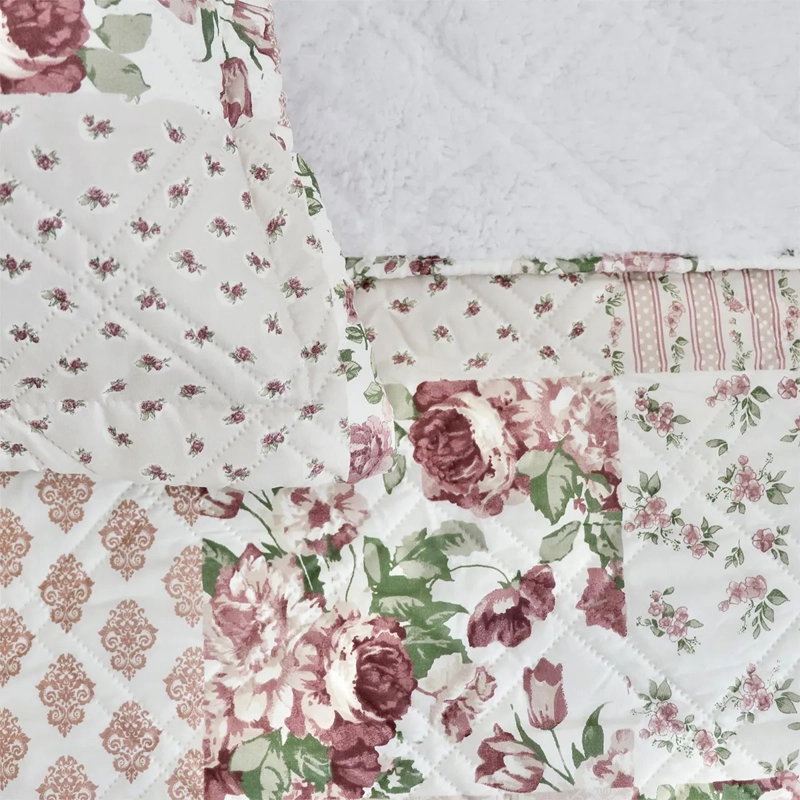 QUILT ANDES SHERPA ESTAMPADO PATCH 1.5 PLAZAS ROSA - 3
