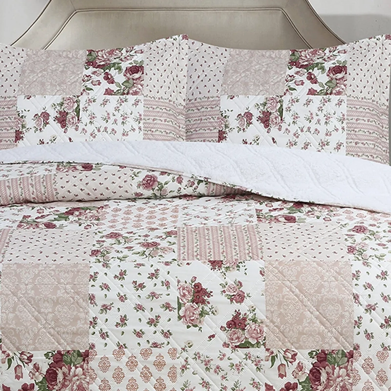 QUILT ANDES SHERPA ESTAMPADO PATCH 2 PLAZAS ROSA - 2
